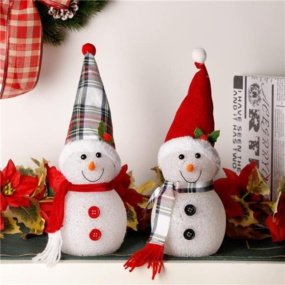 2Pcs Lighted Snowman Christmas Table Decorations Changing LED Lights 12 x 4 Inch - Picture 4 of 7